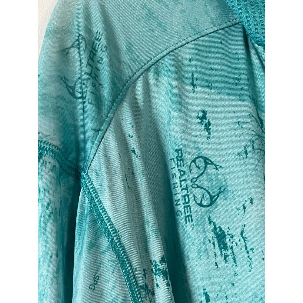 Habit Men’s Hooded Teal Realtree fishing pattern Jacket Medium - Picture 6 of 11